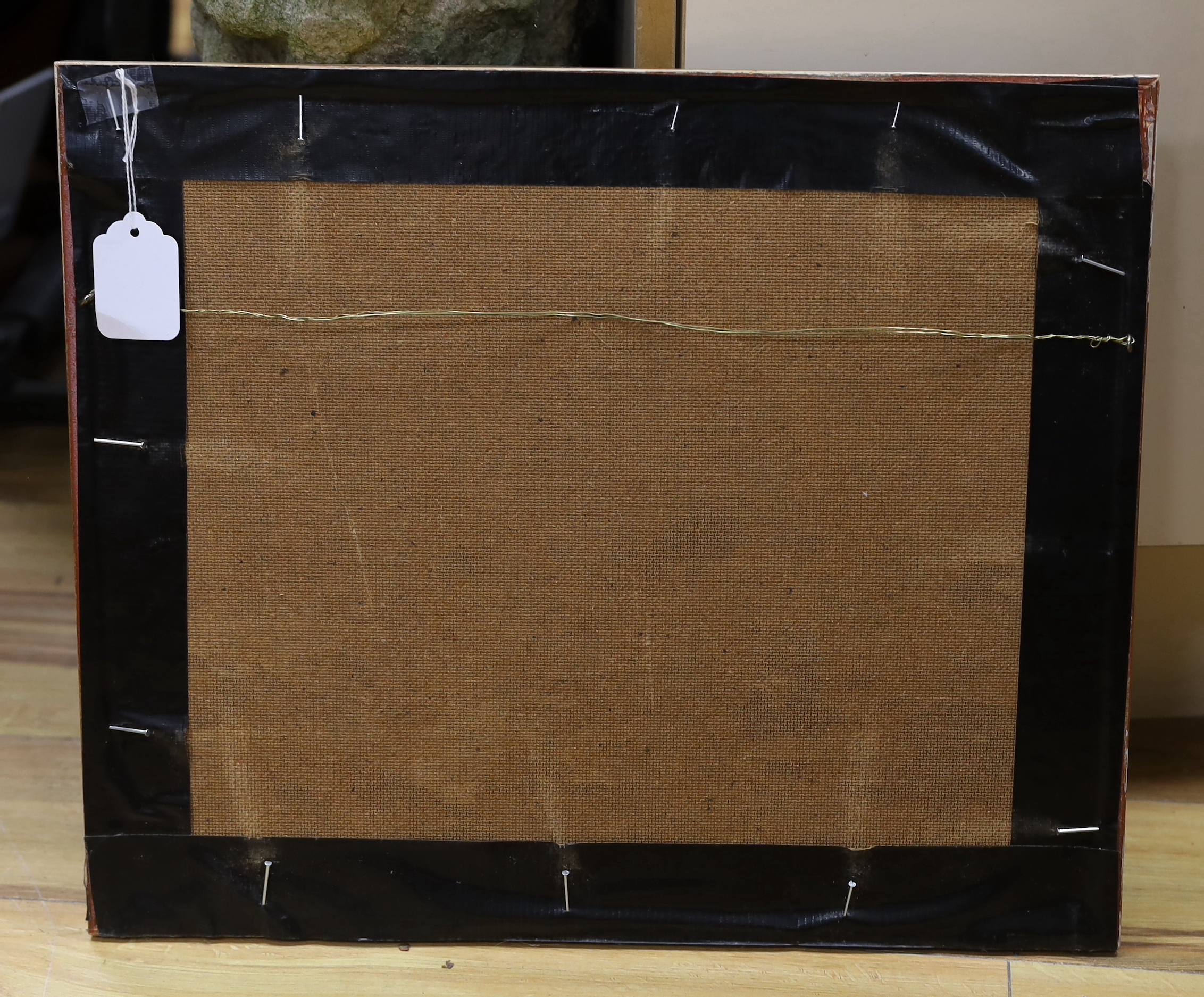 A Victorian wool worked panel of The Royal Coat Of Arms, 34cm wide x 30cm high